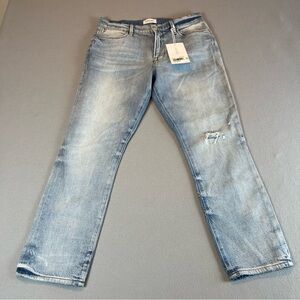 FRAME Le High Straight Leg Jeans 28 Light Wash Distressed High Rise Denim $240